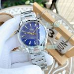 Copy Omega Seamaster Aqua Terra 150M Blue Dial w Yellow & Black Second Hand Watch